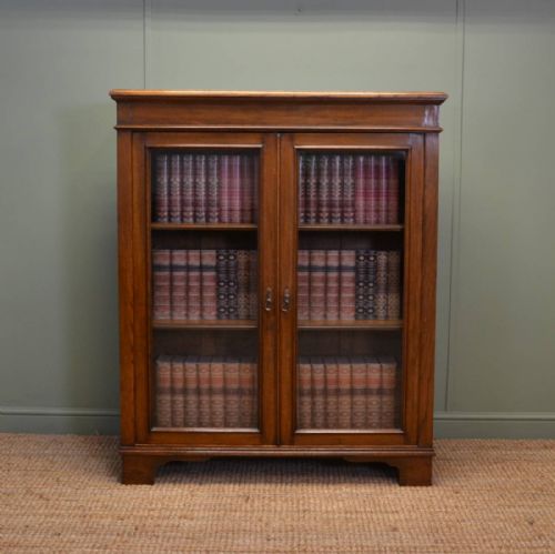 Quality Antique Victorian Oak Glazed Bookcase