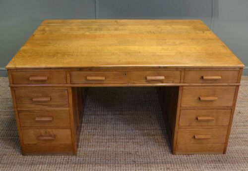 Huge Art Deco Golden Oak Antique Desk