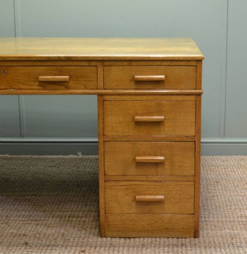 fig 2. Huge Art Deco Golden Oak Antique Desk