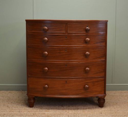 Victorian Mahogany Antique Bow Fronted Chest of Drawers