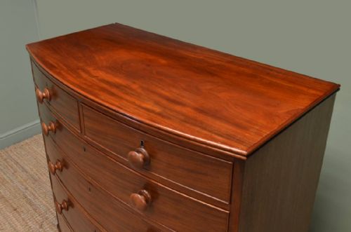 fig 1. Victorian Mahogany Antique Bow Fronted Chest of Drawers