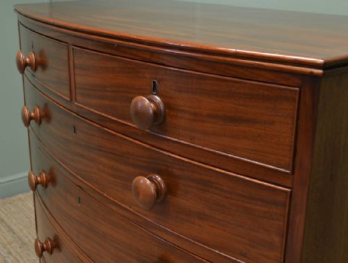 fig 2. Victorian Mahogany Antique Bow Fronted Chest of Drawers