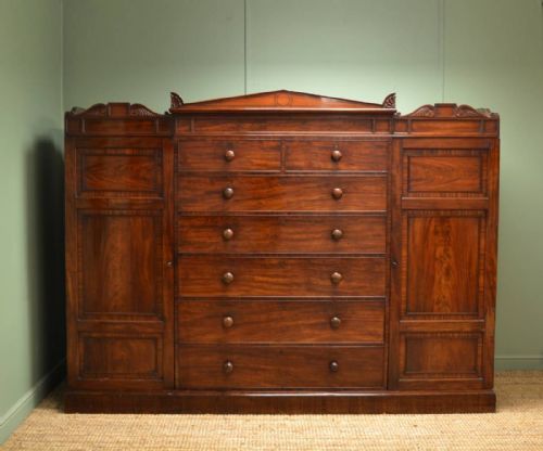Unusual, Gillows Style, Antique Mahogany Combination Wardrobe