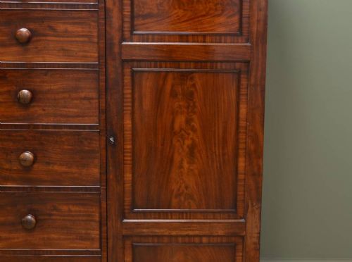 fig 1. Unusual, Gillows Style, Antique Mahogany Combination Wardrobe