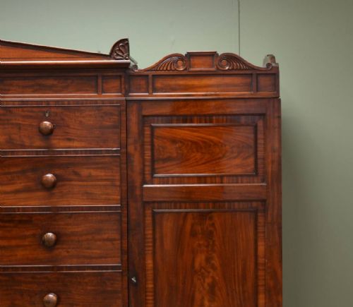 fig 2. Unusual, Gillows Style, Antique Mahogany Combination Wardrobe