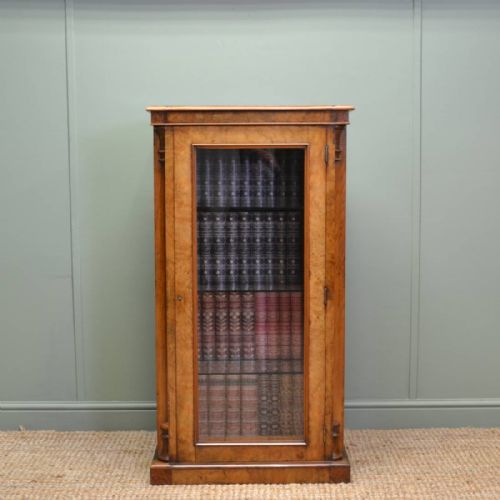 Victorian Figured Walnut Antique Display Cabinet