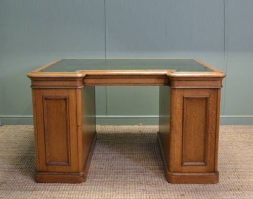 Unusual Victorian Oak Antique Partners Desk