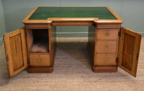 fig 2. Unusual Victorian Oak Antique Partners Desk
