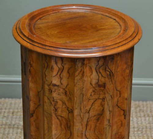 fig 2. Figured Walnut Cylindrical Antique Pot Cupboard with Scalloped Edge.