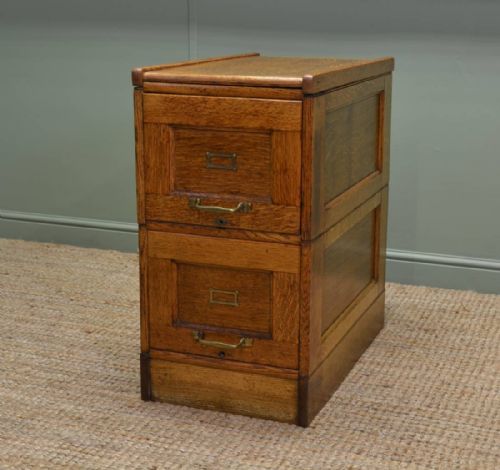 Unusual Edwardian Oak Antique Filing Cabinet