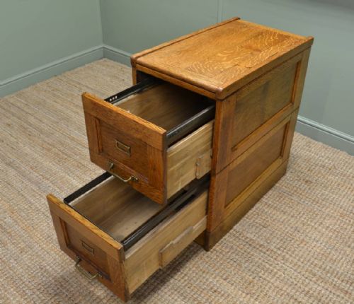 fig 2. Unusual Edwardian Oak Antique Filing Cabinet