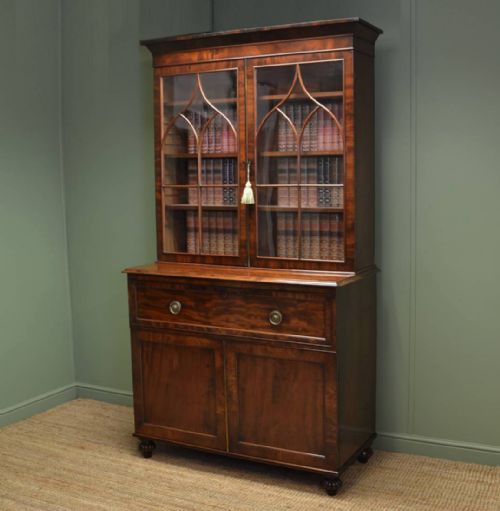 William IV Mahogany Antique Secretaire Bookcase