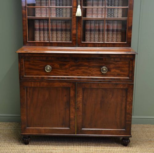 fig 1. William IV Mahogany Antique Secretaire Bookcase