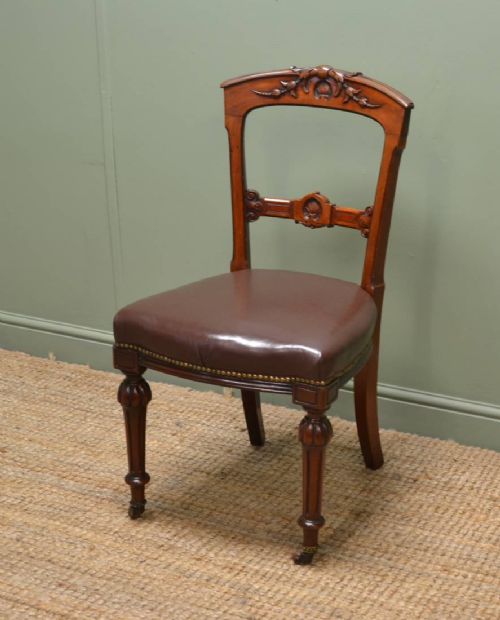 fig 1. Superb Quality Set of Six Victorian Antique Walnut Dining Chairs