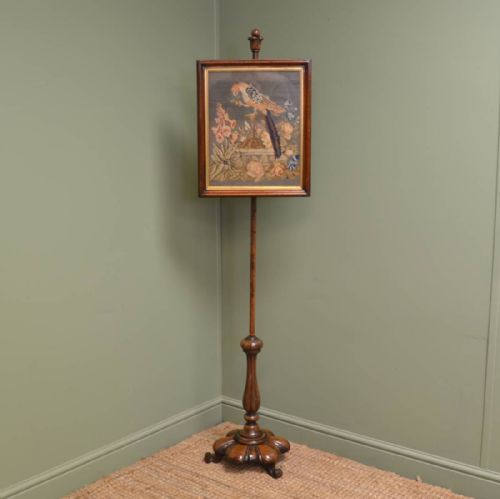 William IV Antique Rosewood Decorative Pole Screen