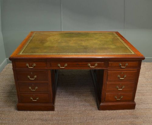 Large Antique Edwardian Mahogany True Partners Desk.