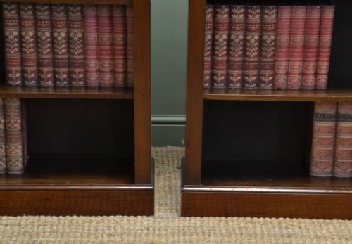 fig 1. Unusual Pair of Antique Walnut Edwardian Open Bookcases