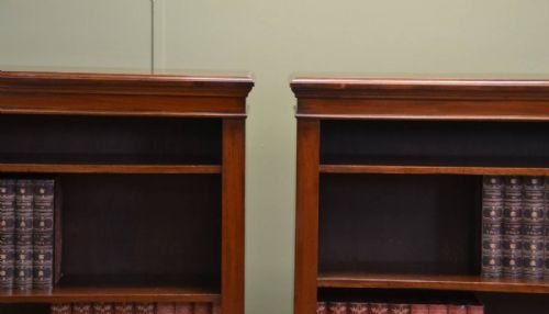 fig 2. Unusual Pair of Antique Walnut Edwardian Open Bookcases