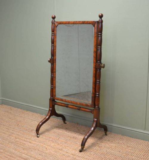 Fine Regency Mahogany Tilting Antique Cheval Mirror