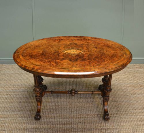 Quality Victorian Burr Walnut Antique Oval Centre Table