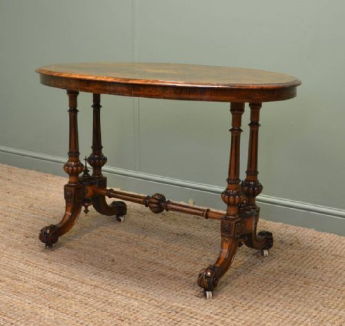 fig 1. Quality Victorian Burr Walnut Antique Oval Centre Table