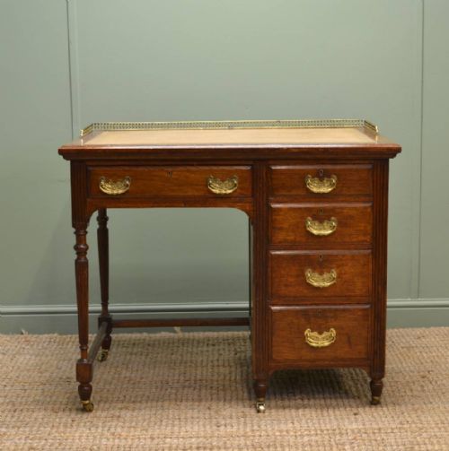 fig 1. Edwardian Quality Solid Oak Antique Desk