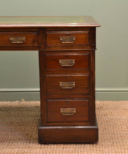 fig 1. Victorian Walnut Antique Twin Pedestal Desk