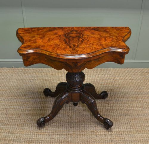 Fine Quality Figured Walnut Antique Card Table – Side Table