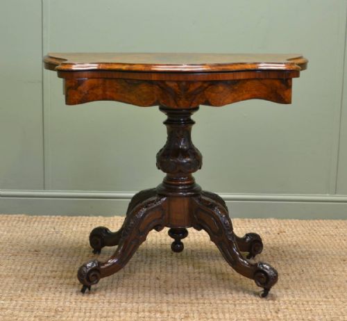 fig 1. Fine Quality Figured Walnut Antique Card Table – Side Table