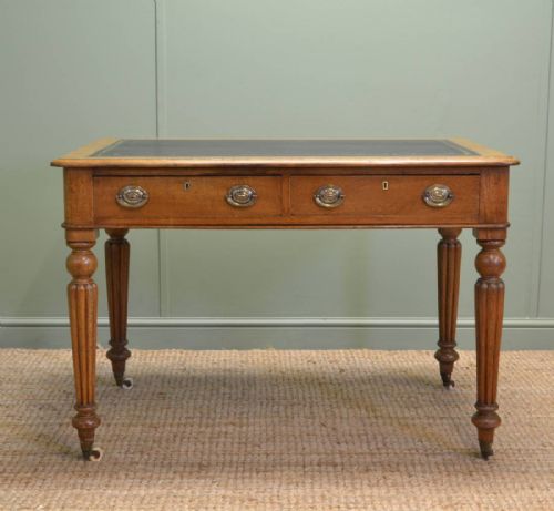 Fine Quality Antique Victorian Golden Oak Writing Table