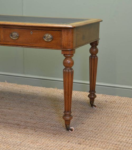 fig 1. Fine Quality Antique Victorian Golden Oak Writing Table