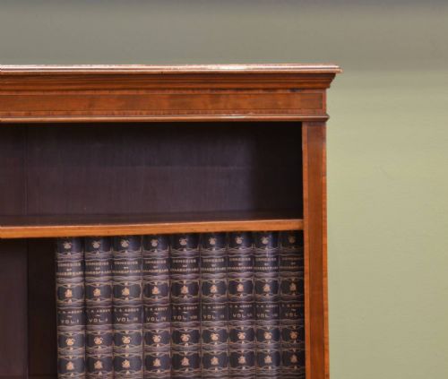 fig 2. Inlaid Antique Edwardian Walnut Open Bookcase