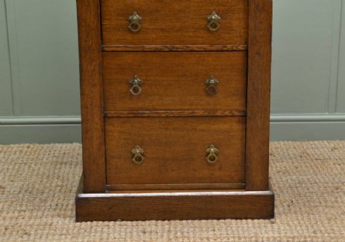 fig 1. Characterful Antique Victorian Oak Wellington Chest with Secretaire Drawer