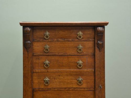 fig 2. Characterful Antique Victorian Oak Wellington Chest with Secretaire Drawer