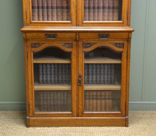 fig 1. Grand Arts & Crafts Oak Glazed Antique Bookcase