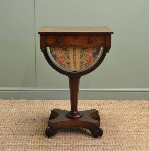 Quality William IV Flamed Mahogany Antique Side Table / Workbox
