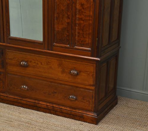 fig 1. Beautifully figured Pitch Pine Antique Double Wardrobe