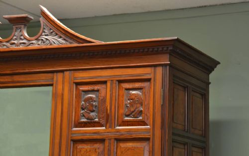 fig 2. Beautifully figured Pitch Pine Antique Double Wardrobe