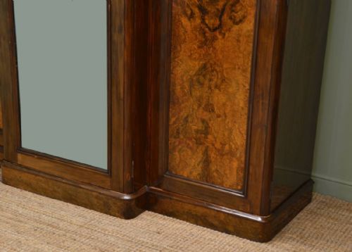 fig 1. Figured Walnut, Antique Victorian, Large Break Fronted Triple Wardrobe