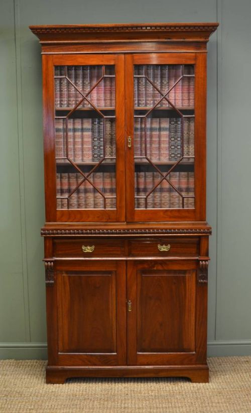 Antique Walnut Edwardian Glazed Bookcase