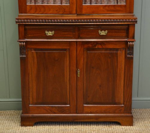 fig 1. Antique Walnut Edwardian Glazed Bookcase
