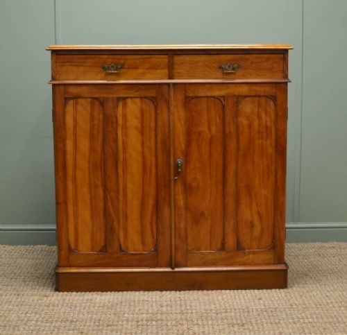 Unusual Antique Satin Birch Victorian Cupboard