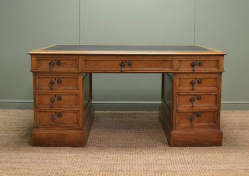 Quality Victorian Solid Oak Antiques Partners Desk
