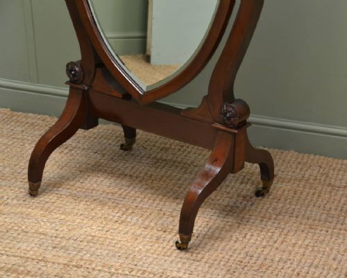 fig 1. Large Victorian Inlaid Mahogany Full Length Antique Cheval Mirror