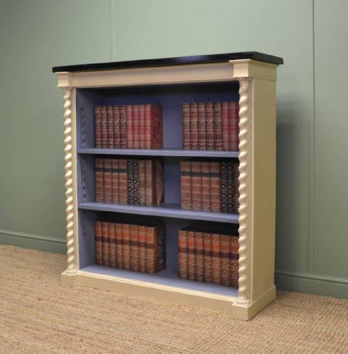 Painted Victorian Antique Open Bookcase