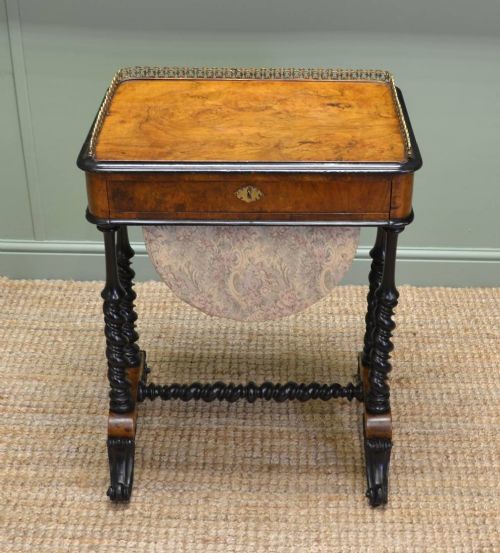 Victorian, Figured Walnut, Antique Work Box / Side Table