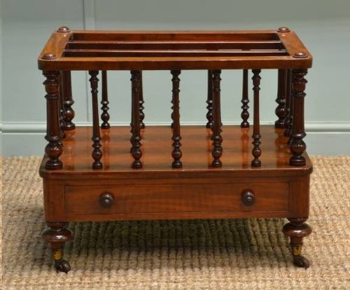 Quality Victorian Mahogany Antique Canterbury / Paper Rack.