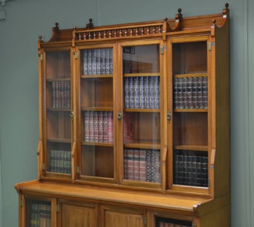 fig 2. Striking Victorian Walnut Arts & Crafts Antique bookcase