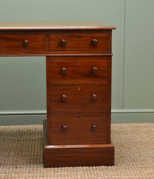 fig 1. Superb Quality Antique Victorian Mahogany Pedestal Desk