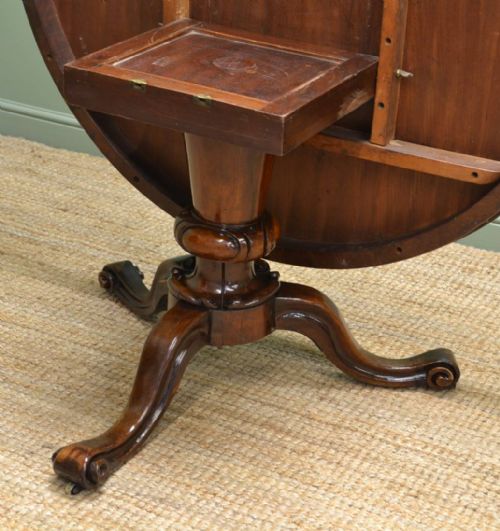 fig 1. Beautifully Figured Rosewood Victorian Antique Circular Dining Table